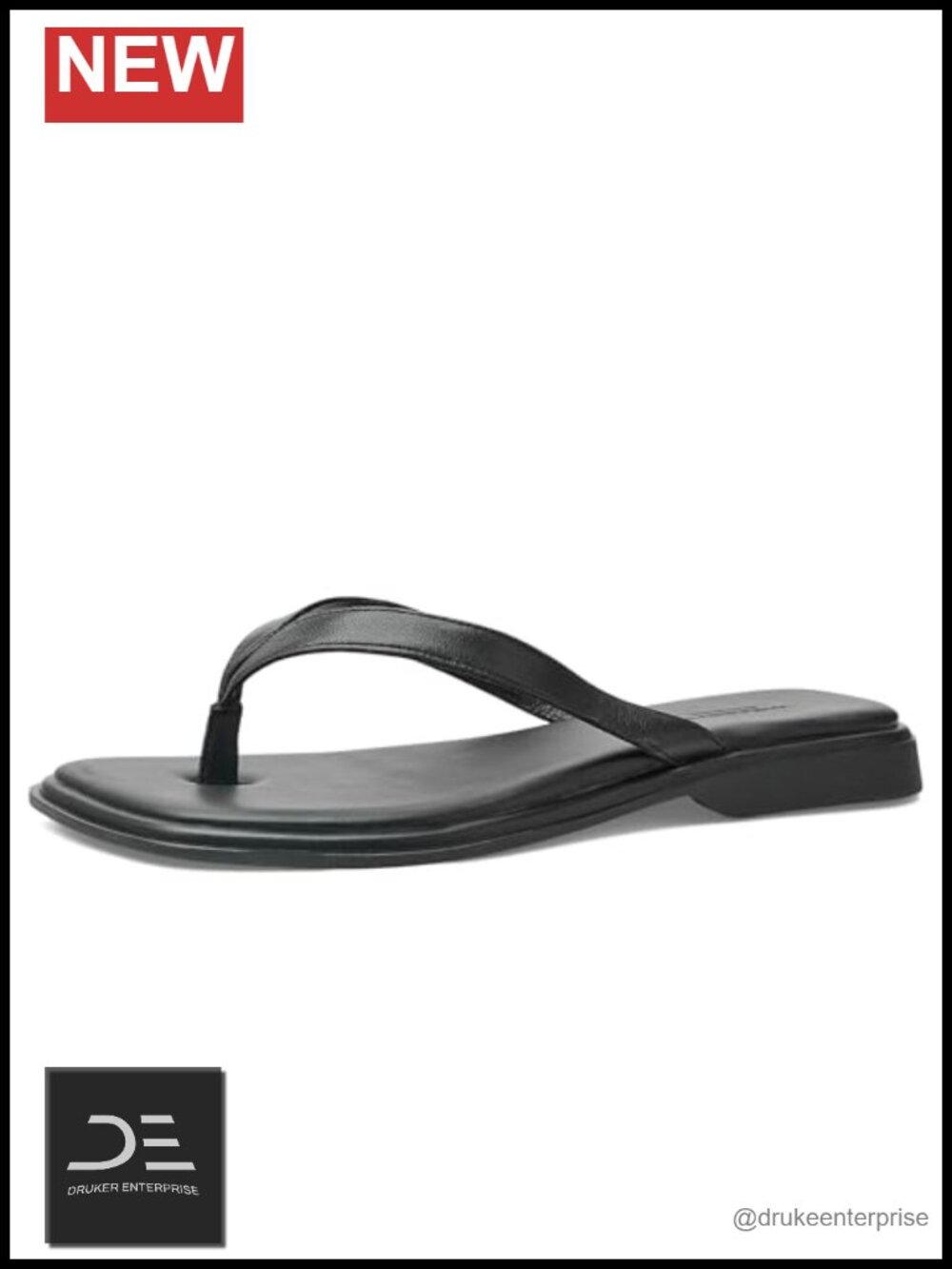 Leather Square Toe Sandals with Adjustable Buckle